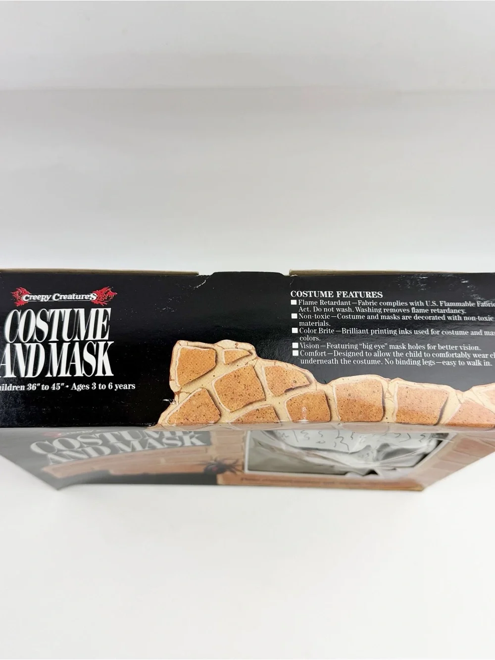 Vintage 80s Creepy Creatures Costume Mask Skeleton Monster 3-6 Yrs NIB Spearhead